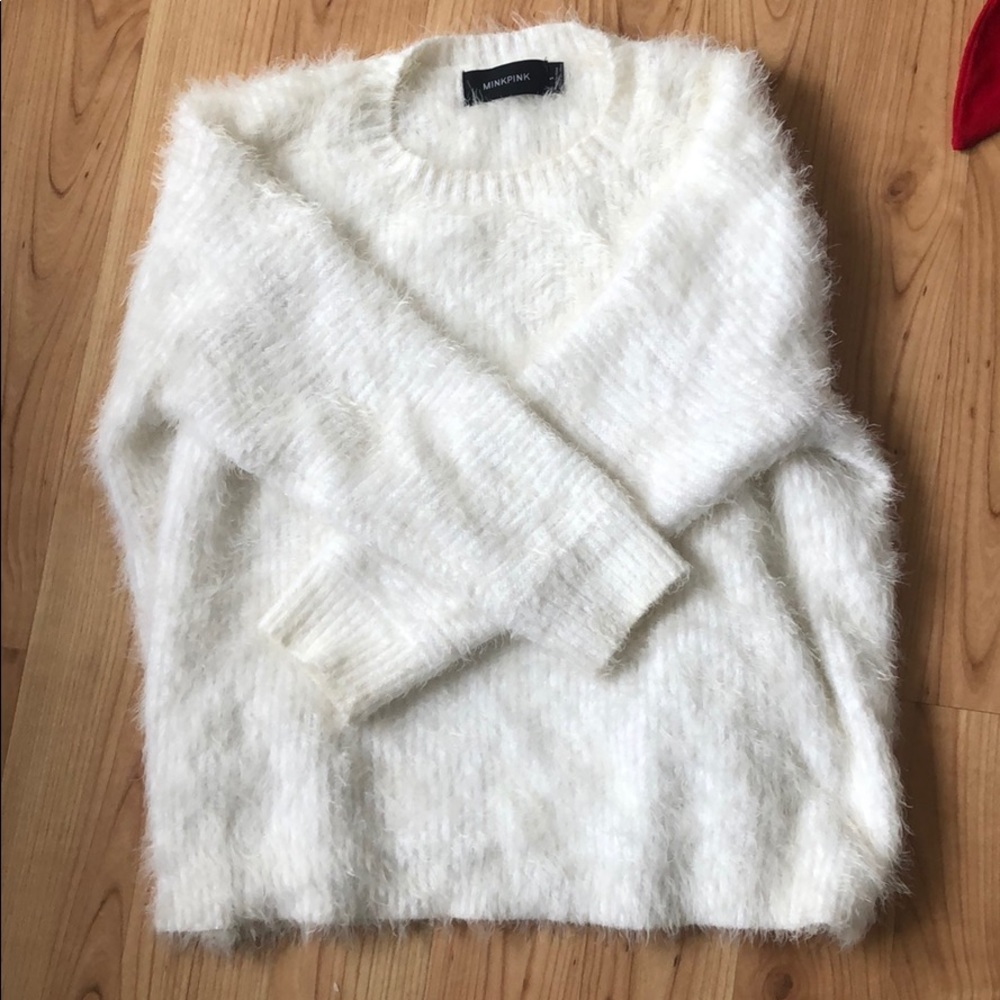 Minkpink Fuzzy White Sweater